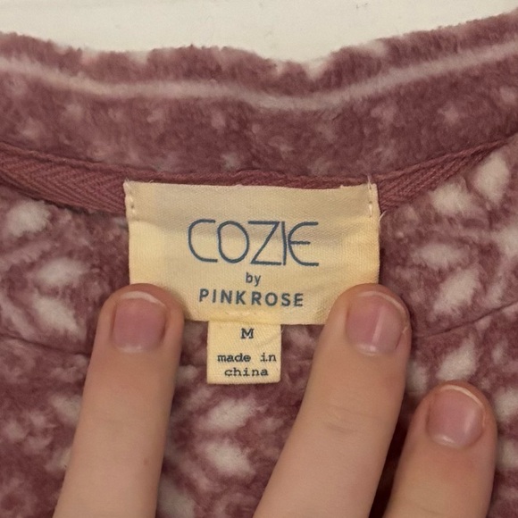 Pink Rose Woman's Pajama Set - Mauve and White - Picture 4 of 7